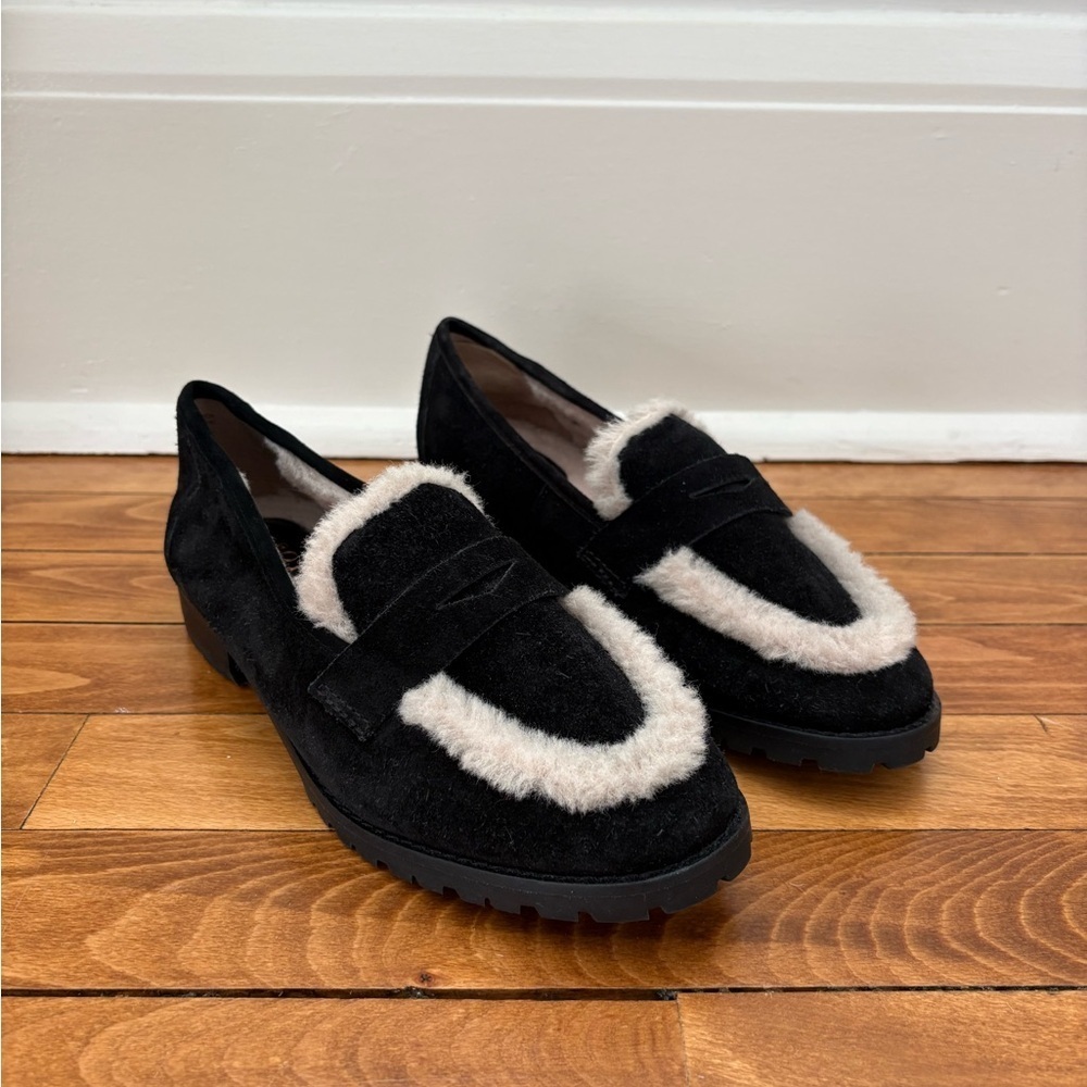 Talbots Cassidy Sherpa Suede Black Loafers - Size 7.5